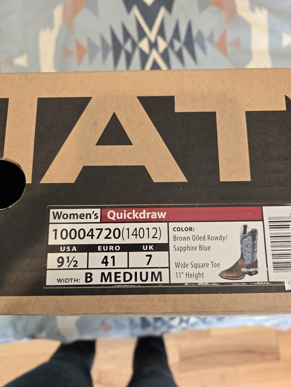 Ariat Brown Oiled Quickdraw Boots with Sapphire Olive Green Shaft. Size 9.5 - Picture 2 of 4